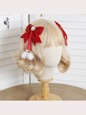 Velvet Bowknot Lolita Style Hair Clips (LG93)